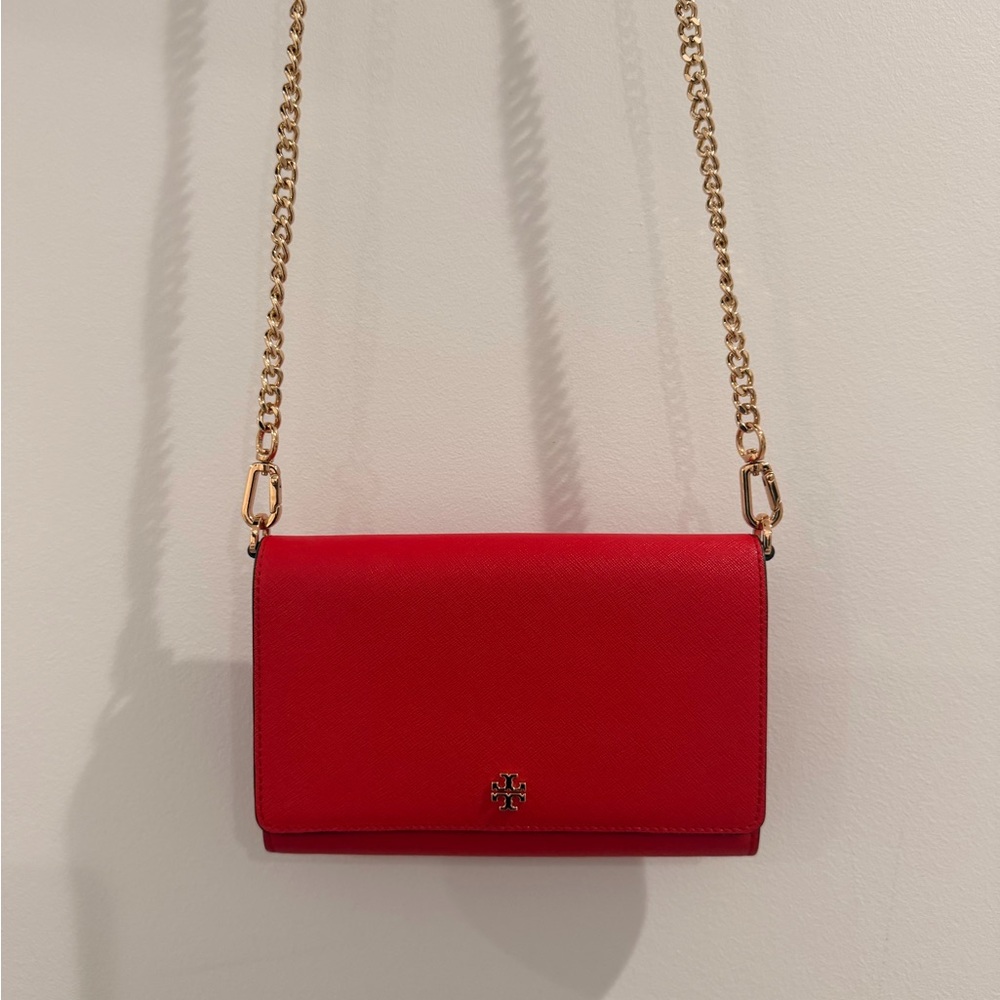 Tory Burch Red Crossbody Bag with Gold Chain